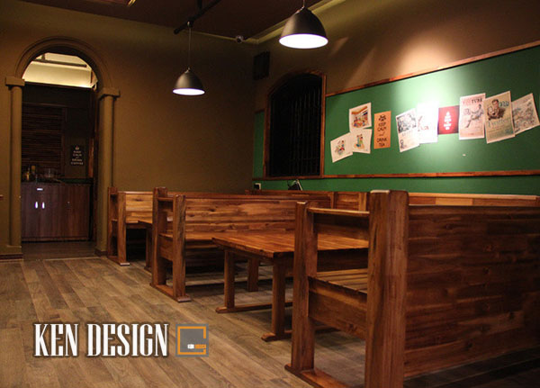thiết kế quán cafe màu nâu